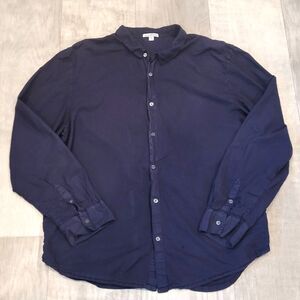 Standard James Perse 5 (XXL) Navy Blue Estilo Button Down Shirt Cotton Academia